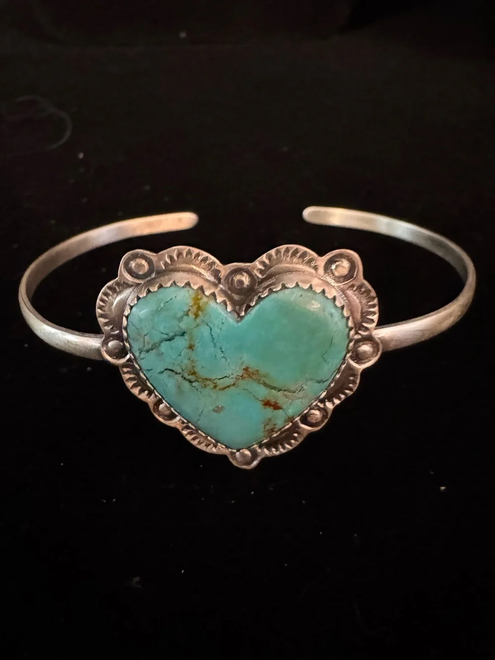 Kingman Turquoise Heart sterling Silver Cuff Bracelet - Women's Jewelry